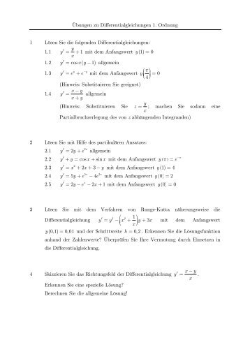 Übungen zu Differentialgleichungen 1. Ordnung 1 ... - bielicke.de