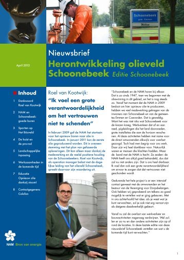 Nieuwsbrief herontwikkeling olieveld Schoonebeek - NAM