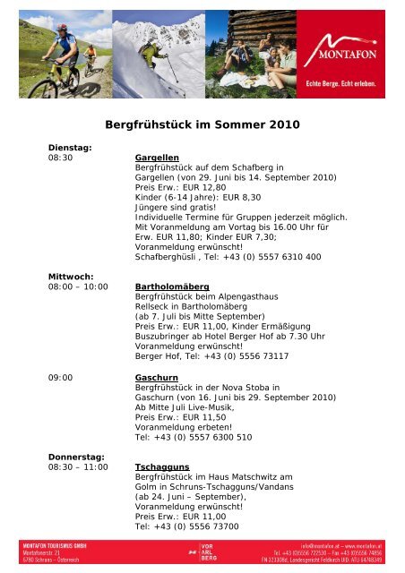 Bergfrühstück im Sommer 2010