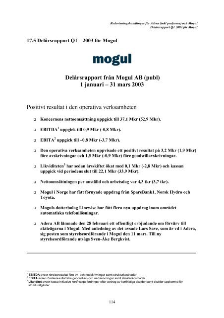Erbjudandet till Moguls aktieägare - Addnode Group