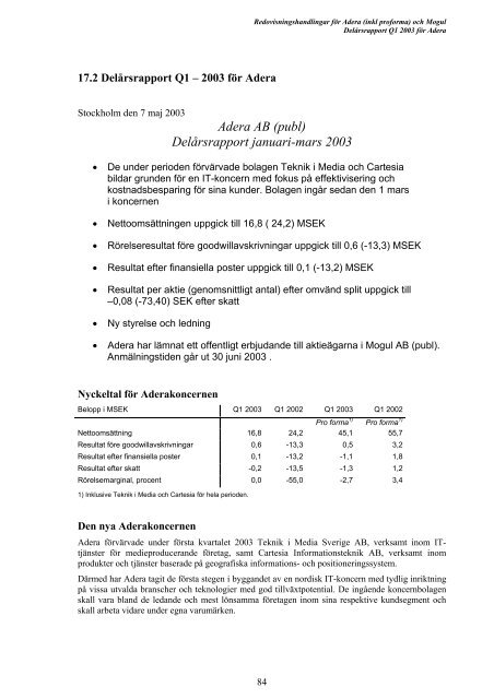 Erbjudandet till Moguls aktieägare - Addnode Group