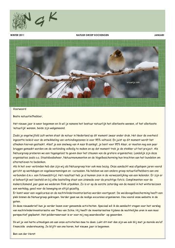 Nieuwsbrief winter 2010 - 2011 - Natuurgroep Kockengen