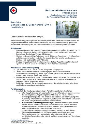 Rotkreuzklinikum München Frauenklinik Portfolio Gynäkologie ...