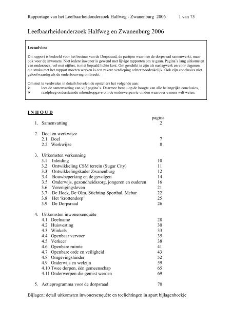 Rapport - Dorpsraad Zwanenburg-Halfweg