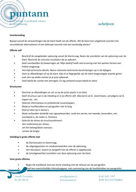 Offerte schrijven door Puntann