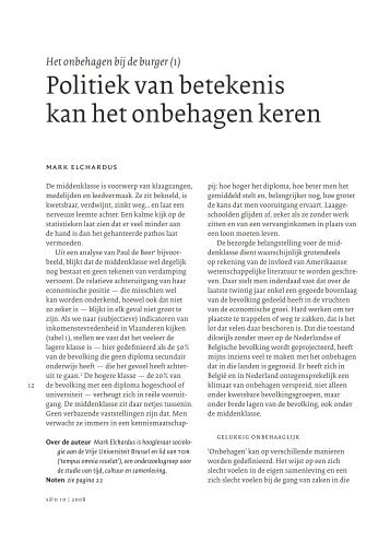 Politiek van betekenis kan het onbehagen keren