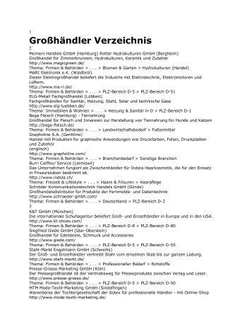 Großhändler Verzeichnis - eBooks und Software SaarPfalz24