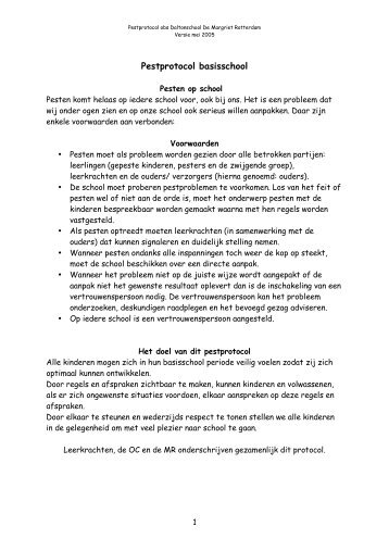 Pestprotocol basisschool - Daltonschool De Margriet