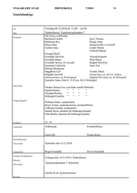 NYKARLEBY STAD PROTOKOLL 7/2010 1 Stadsfullmäktige ...