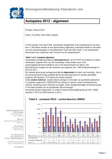 Activiteitenverslagen autopsie - DGZ