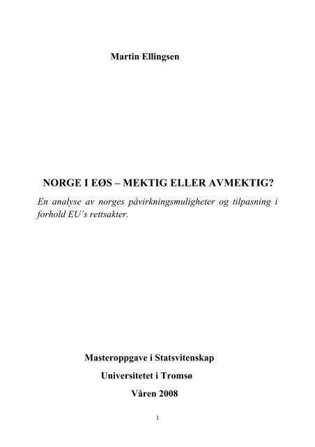 NORGE I EØS – MEKTIG ELLER AVMEKTIG? - Index of ...