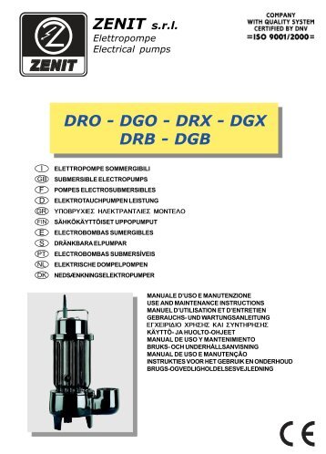 DRO - DGO - DRX - DGX DRB - DGB ZENIT s.r.l. - Calpeda.fr