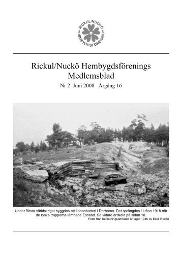 Medlemsblad 2 2008 - Rickul-Nuckö hembygdsförening