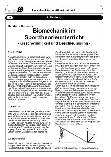 Biomechanik im Sporttheorieunterricht. Geschwindigkeit und