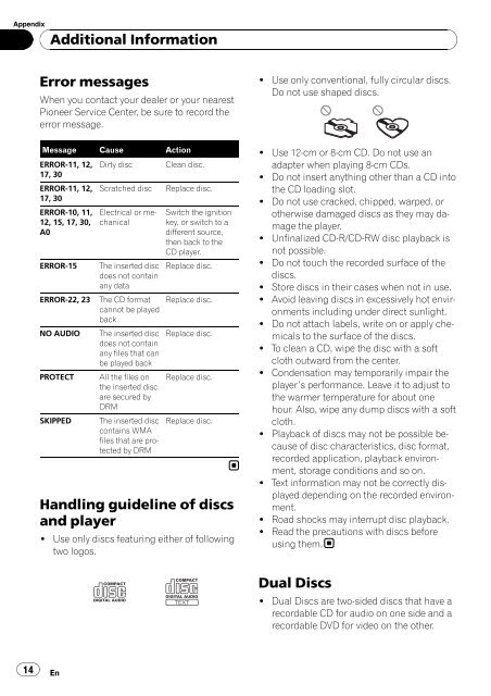 Pioneer DEH-2000MPB Car Radio OWNER'S MANUAL Operating ...