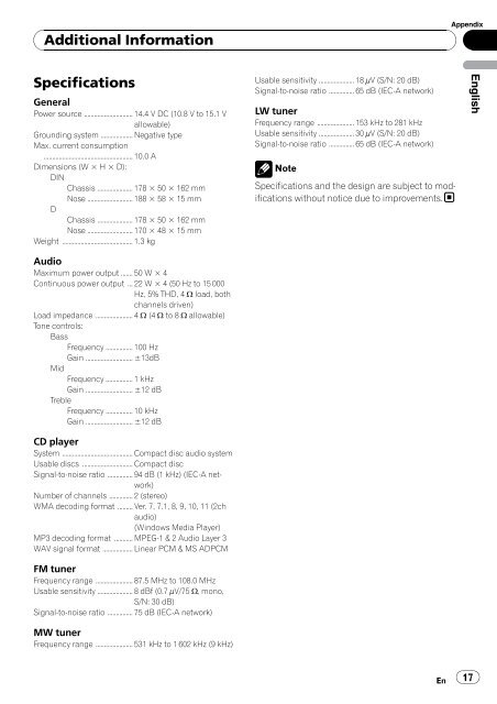 Pioneer DEH-2000MPB Car Radio OWNER'S MANUAL Operating ...