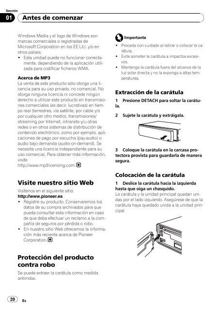 Pioneer DEH-2000MPB Car Radio OWNER'S MANUAL Operating ...