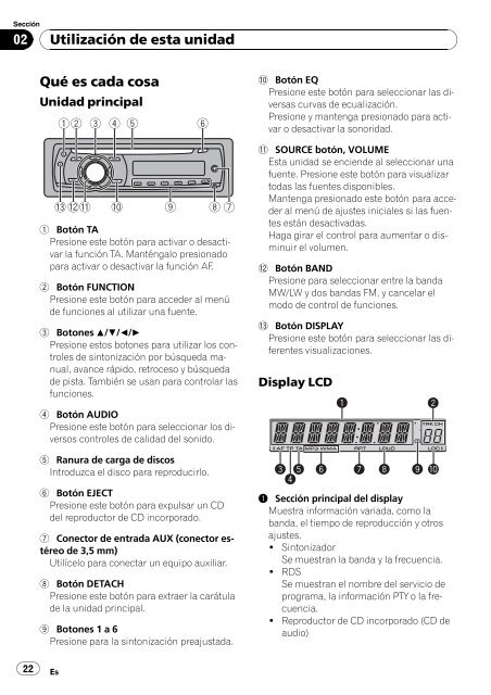 Pioneer DEH-2000MPB Car Radio OWNER'S MANUAL Operating ...