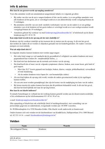 info & advies Velden - OCMW Heusden-Zolder