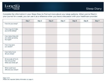 Download a printable Sleep Diary PDF - Lunesta