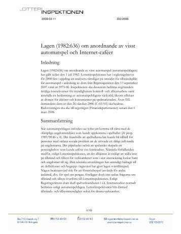 Läs redovisningen i sin helhet. - Lotteriinspektionen