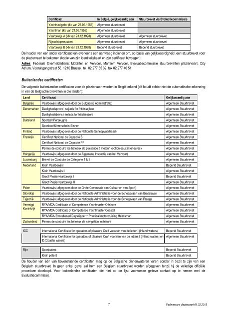 Vademecum pleziervaart - Federale Overheidsdienst Mobiliteit en ...