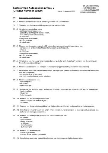 Toetstermen Theorie Autospuiten (niveau 2) - VOC