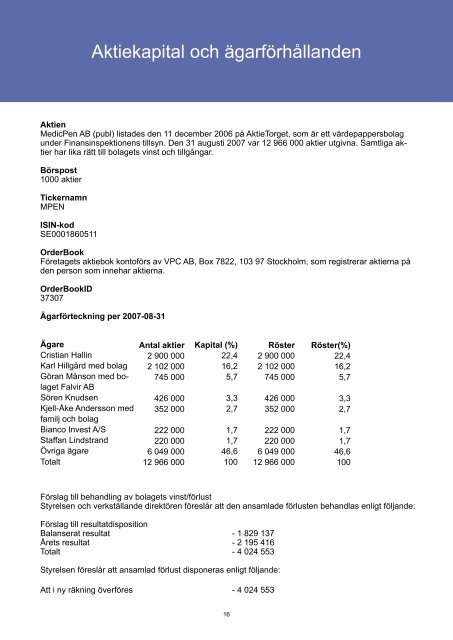 Årsredovisning 2006/2007 - AktieTorget