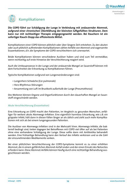 Chronisch obstruktive Lungenerkrankung - Sprechstunde