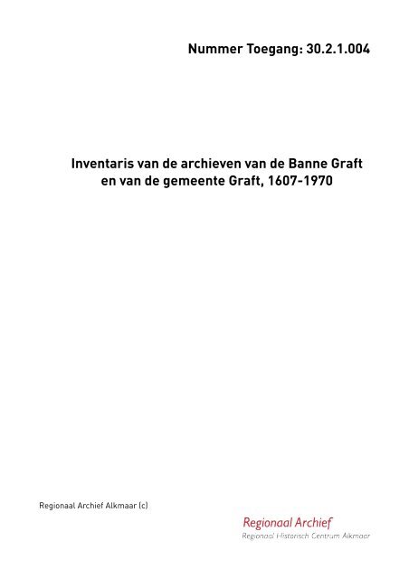 Banne en gemeente Graft - rubriek - Regionaal Archief Alkmaar