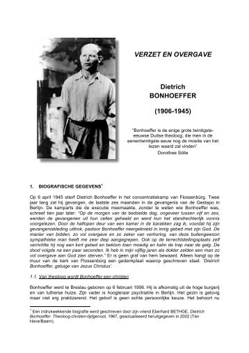 VERZET EN OVERGAVE Dietrich BONHOEFFER ... - Rinie Altena