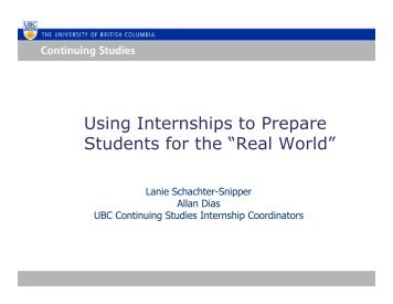 Using Internships to Prepare Students for the “Real ... - cauce 2009