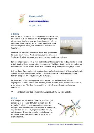 Nieuwsbrief 3, Juli 2011 - Martin van Thiel