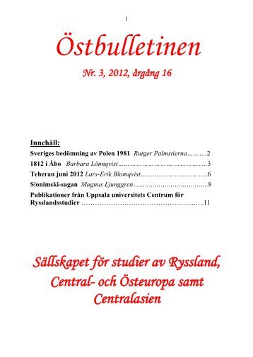 Nr 3, september 2012 - Sällskapet för studier av Ryssland, Central