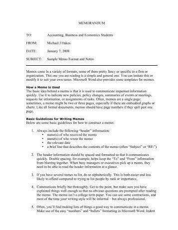 Sample Business Memo and - Saint Joseph's College