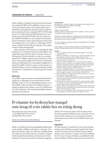 D-vitamin-1 -hydroxylase-mangel som årsag til svær rakitis hos en ...