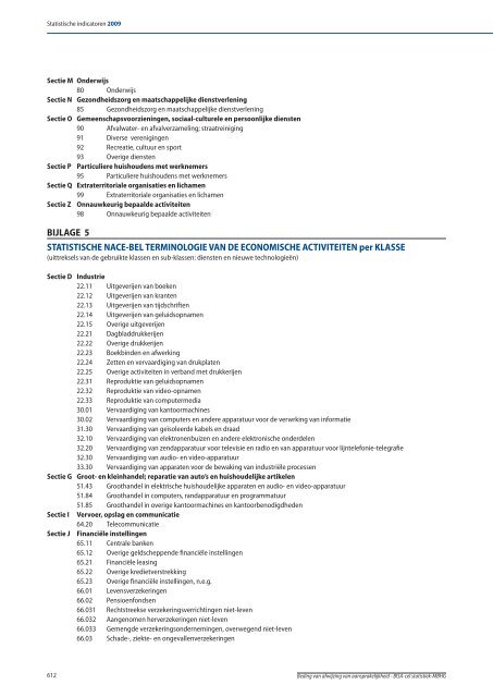 Statistische indicatoren - uitgave 2009 - tabellen - BISA