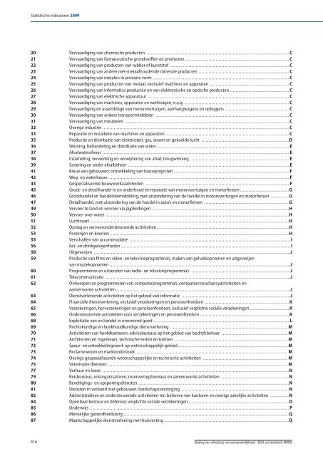 Statistische indicatoren - uitgave 2009 - tabellen - BISA