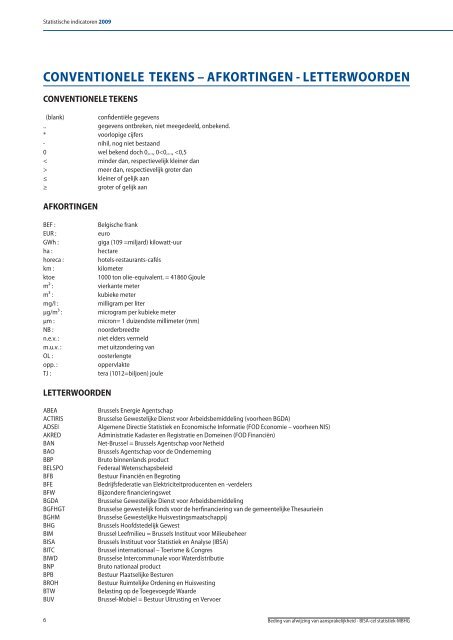 Statistische indicatoren - uitgave 2009 - tabellen - BISA