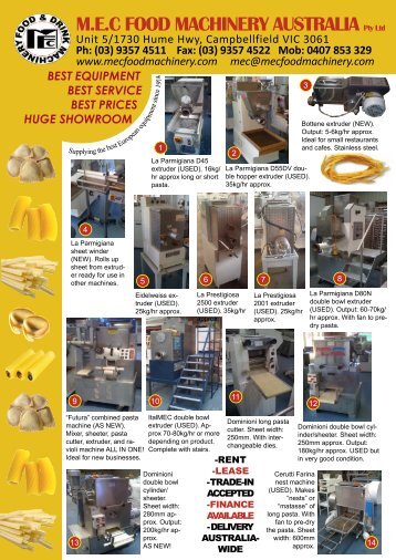 download our current catalogue for USED pasta equipment in stock.