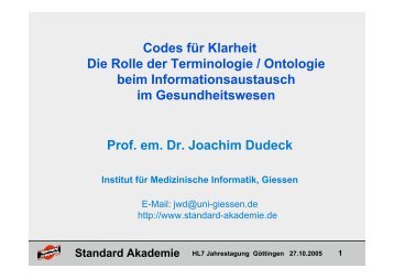 Codes für Klarheit Die Rolle der Terminologie / Ontologie beim ...