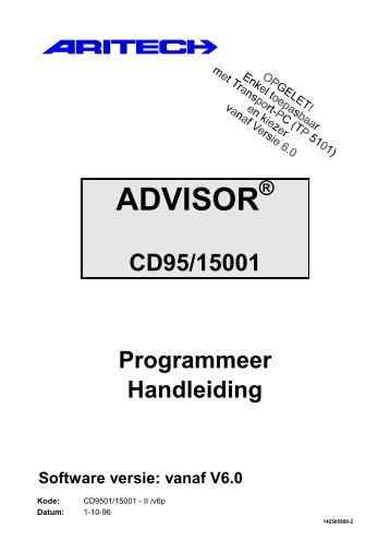 Programmeerhandleiding CD95/15001 - Steunpunt