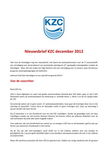 Download de nieuwsbrief hier. - Kennemer Zwemclub