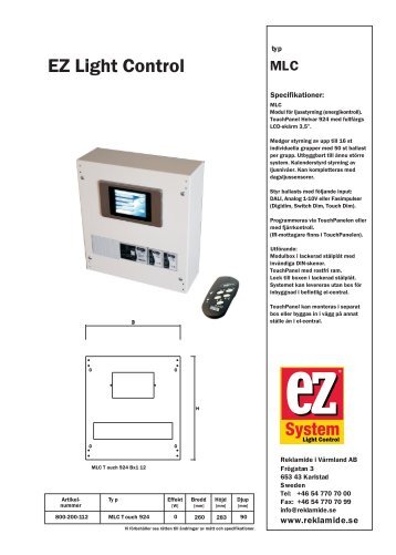 Produktblad EZ Light Control (PDF, 3Mb) - reklamide.se