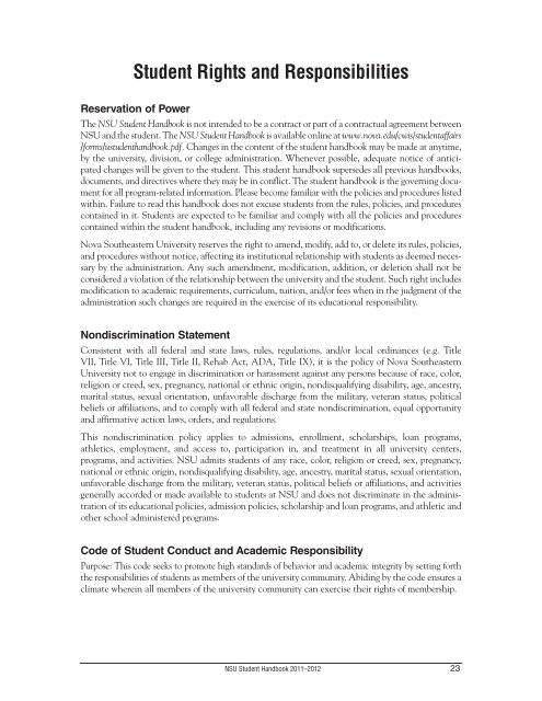 Student Handbook - College of Pharmacy - Nova Southeastern ...