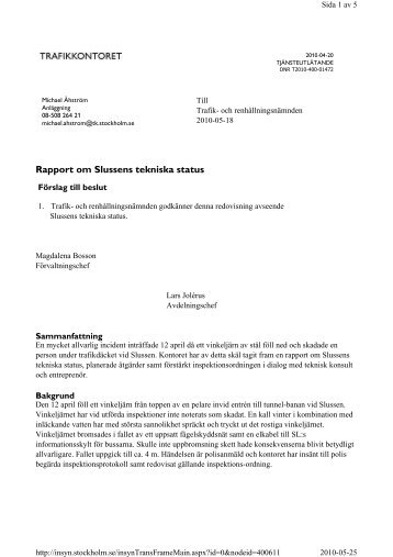 Rapport om Slussens tekniska status 2010-05-18.pdf - stockholm.se