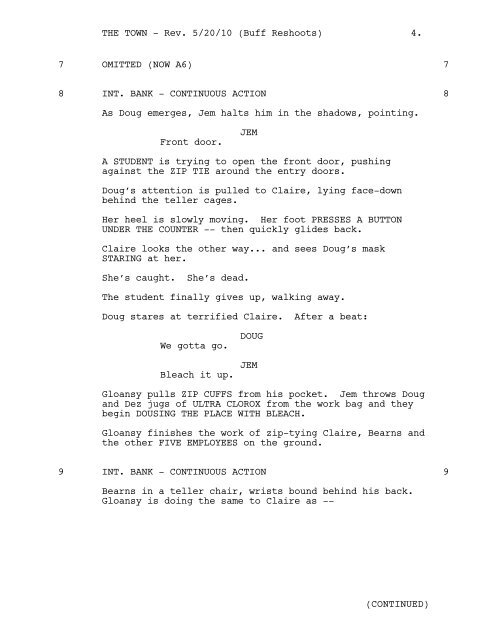 The Town screenplay - Movie Cultists