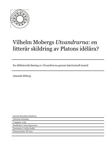 en litterär skildring av Platons idélära? - Amanda Ekberg