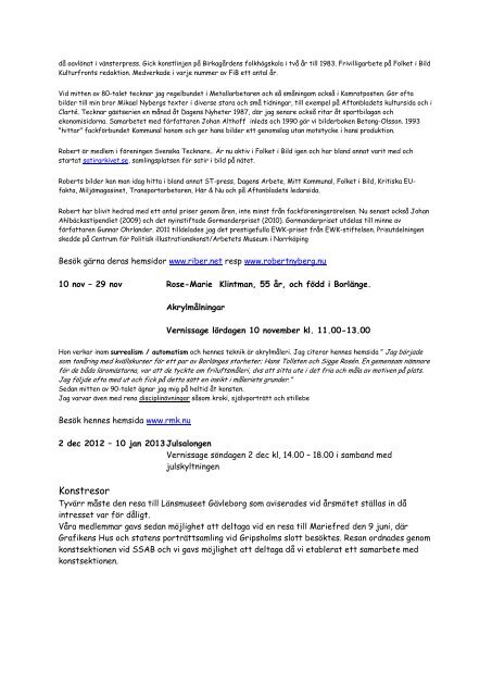 Höstprogram 2012 - Borlänge Tunabygdens Konstförening
