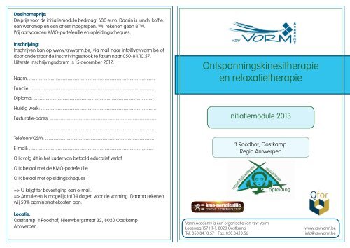 Ontspanningskinesitherapie en relaxatietherapie - vzw Vorm